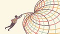 Figure Pulling Abstract Interconnected Net Structure, vector design Generative AI Royalty Free Stock Photo