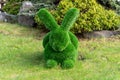 the figure of a rabbit made of artificial grass. garden decoration Royalty Free Stock Photo