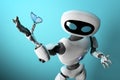 Figure of the robot and butterfliy on a white background Royalty Free Stock Photo