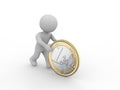 Figure rolling a one euro coin Royalty Free Stock Photo