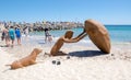 Figure Sculpture with Dog: Sculptures by the Sea Royalty Free Stock Photo