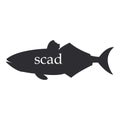 The figure shows a scad fish black silhouette