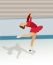 Figure Skater in Red Dress Royalty Free Stock Photo