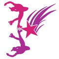 Figure Skaters in Pink and Purple