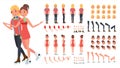 Figure Skating Couple Vector. Woman And Male. Ice Skating. Animated Character Creation Set. Full Length, Front, Side Royalty Free Stock Photo