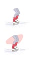 Figure skating on ice. How to brake, way to brake illustration, isolated on white background