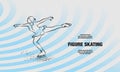 Figure skating neon illustration. Vector outline of girl dances on ice illustration. Royalty Free Stock Photo