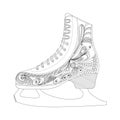 Figure skating skate, vector illustration for coloring pages. black and white on a white background