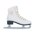 Figure skating skates, white with a snowflake pattern. Ice skates. Sports equipment. Vector illustration isolated on a