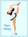 figure skating young girl athlete skates rink ice competition sport figure dance elegance plastic silhouette form performance Royalty Free Stock Photo