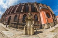 Figure of St. John of Nepomuk and the Basilica of St. James and Agnes in Nysa.