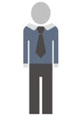 Figure in suit with tie. Vector icon. Royalty Free Stock Photo