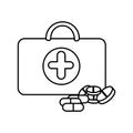 figure suitcase health with treatment icon