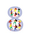 Figure 8 surrounded by dancing women. Women dance in figure 8. Vector illustration for Women`s Day