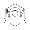 figure table with plate, fork and knife Royalty Free Stock Photo