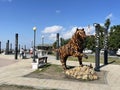 Vladivostok, Russia, September, 04, 2023. Figure of tiger made of scrap metal on the Sports promenade