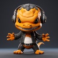 Dinopunk Toy With Headphones: A Wildstyle Leather Outfit