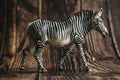 Figure of a toy Zebra on a wooden background