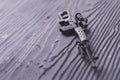 Toy gun Model guns figure on black wood background