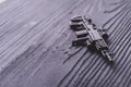 Toy gun Model guns figure on black wood background