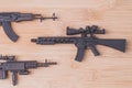 Toy gun Model guns figure on wood background