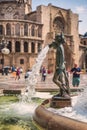 Figure from Turia Fountain on Plaza de la Virgen, Valencia, Spain