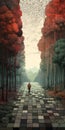 Imaginary Roadway: A Realistic Landscape Illustration With Geometric Optical Illusions