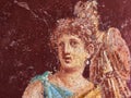 Figure of a woman painted in a Fresco in a Domus of Pompeii Royalty Free Stock Photo