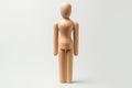 Figure wooden to model human on a white background. Generative AI