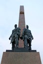 The figure of a worker and a soldier is a symbol of the unity of the city and the front. St. Petersburg. Royalty Free Stock Photo