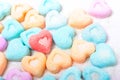 Figured color sweet sugar in heart-shaped love