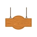 Figured wooden signboard on a white isolated background. Timber tablet. Ui game assets, rural background. Vector cartoon