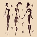 Figures of african dancers. Hand drawn Royalty Free Stock Photo