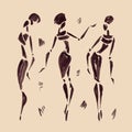 Figures of african dancers. Hand drawn Royalty Free Stock Photo