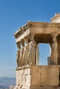 Figures of Caryatids Porch of the Erechtheion on the Parthenon on Acropolis Hill, Athens, Greece Royalty Free Stock Photo