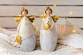Figures of Christmas ceramic angels Royalty Free Stock Photo