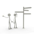 Figures with direction sign Royalty Free Stock Photo