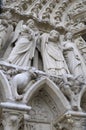 Figures and gargoyles, Notre Dame Cathedral, Paris, ÃÅ½le-de-France Royalty Free Stock Photo