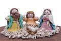 Figures of the holy family as ornament on wooden base Royalty Free Stock Photo