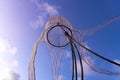 Figures of jellyfish on a background of a sunset sky