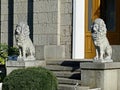 The figures of the lions in front of the main entrance to the Yusupov Palace Royalty Free Stock Photo