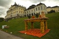 Figures made from a pumpkin in the park, next to the palace in Ludwigsburg, Germany.