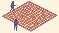 Figures Navigating an Isometric Maze Puzzle, vector design Generative AI Royalty Free Stock Photo