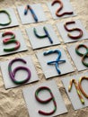 A set of bright, colored, plasticine numbers, handmade, made for children.Invoice in order