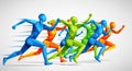 Figures of runners depicted in dynamic poses using sharp polygonal Royalty Free Stock Photo