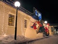 Figures snowman and Santa Claus closeup. Royalty Free Stock Photo