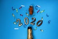 Figures 2020 sprinkled from a champagne bottle Royalty Free Stock Photo
