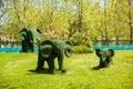 The figures of the topiary in form of elephants