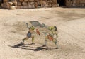 Figures of two fighting gladiators in the arena of the ancient amphitheater in the ruins of the Beit Guvrin amphitheater, near