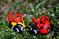 Figures of two ladybirds. Next to it is the inscription love